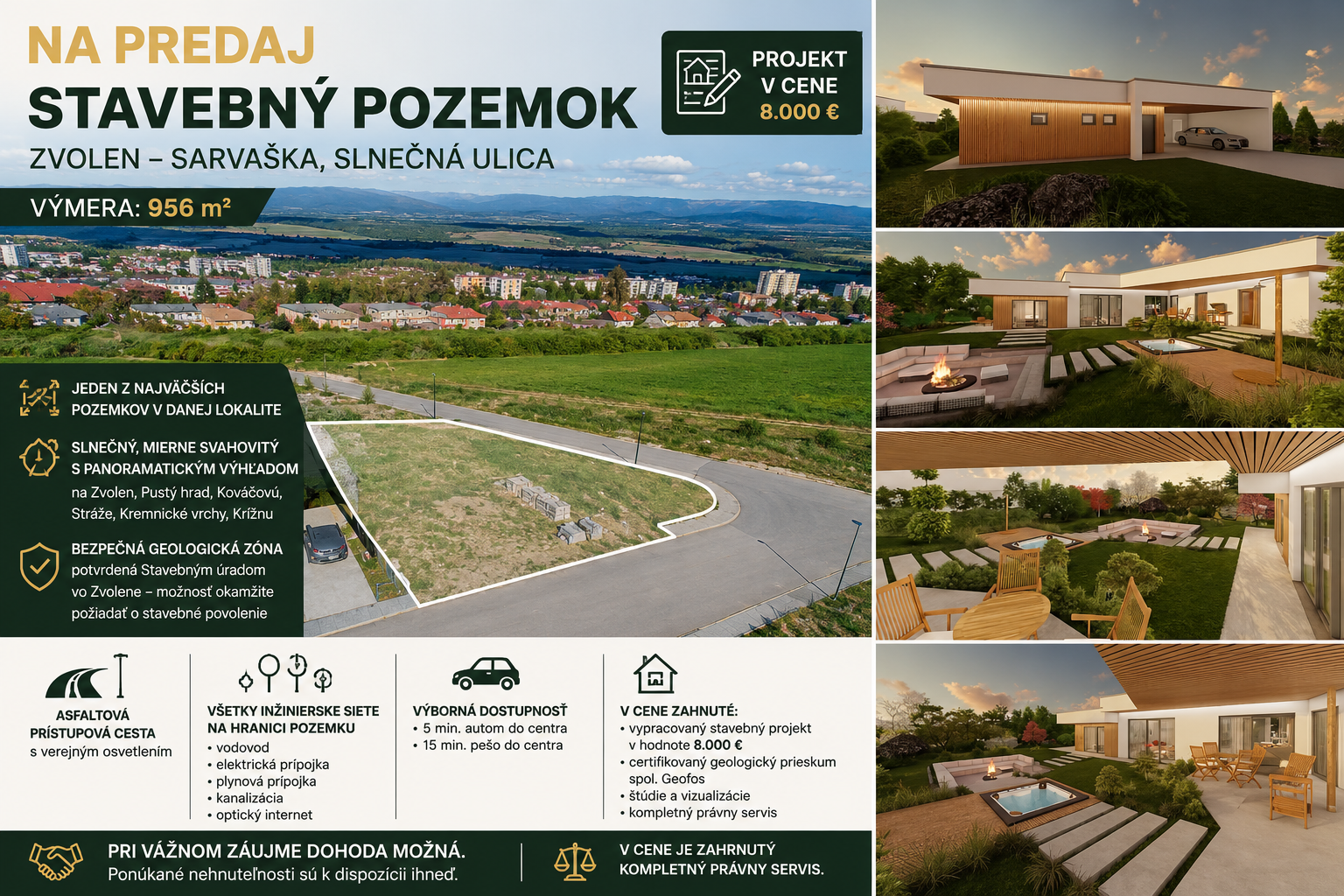 Na predaj stavebný pozemok s projektom – Zvolen Sarvaška