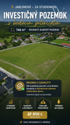Pozemok 746 m² v Jablonovom – na blízkej parcele už prebieha konanie o stavebnom zámere RD