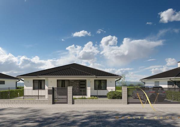 Kvetoslavov, okr. DS – na predaj samostatná NOVOSTAVBA 4 izbového, tehlového RD – bungalov v súkromnej ulici, len 15 min. od Bratislavy