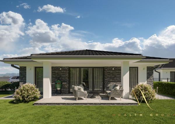 Kvetoslavov, okr. DS – na predaj samostatná NOVOSTAVBA 4 izbového, tehlového RD – bungalov v súkromnej ulici, len 15 min. od Bratislavy