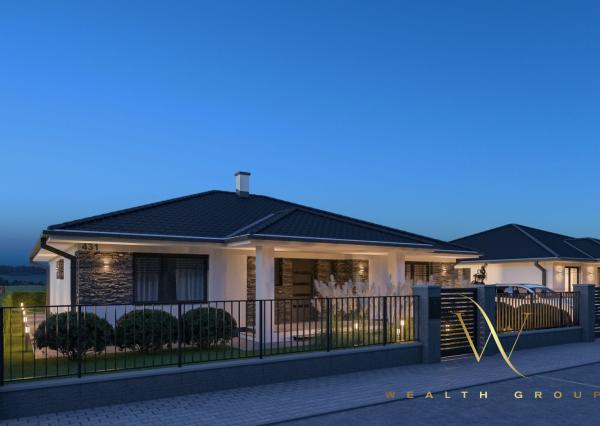 Kvetoslavov, okr. DS – na predaj samostatná NOVOSTAVBA 4 izbového, tehlového RD – bungalov v súkromnej ulici, len 15 min. od Bratislavy