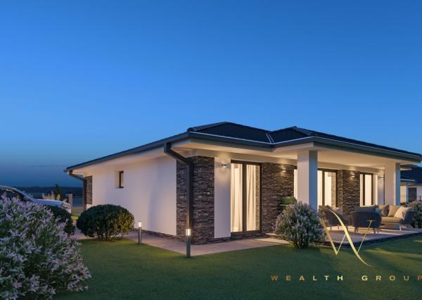 Kvetoslavov, okr. DS – na predaj samostatná NOVOSTAVBA 4 izbového, tehlového RD – bungalov v súkromnej ulici, len 15 min. od Bratislavy