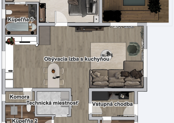 Na predaj krásny 4 izbový bungalov v obci Láb, okr. Malacky