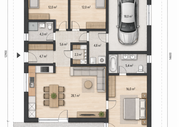 Na predaj nadštandardný moderný 4-izbový rodinný dom s garážou a tepelným čerpadlom, Hrubá Borša